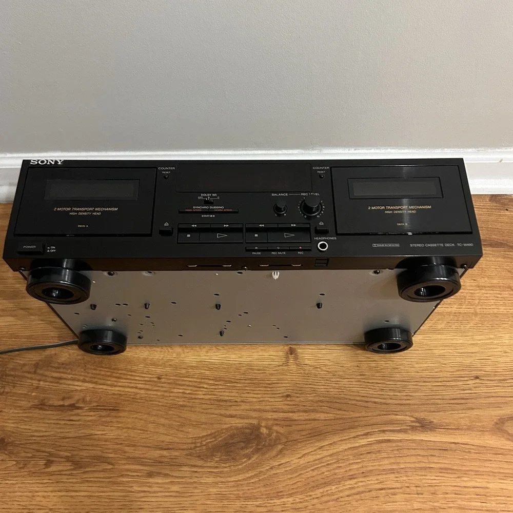 Vintage Sony Model TC-W490 Stereo Dual Cassette Deck Player Japan Black Tested